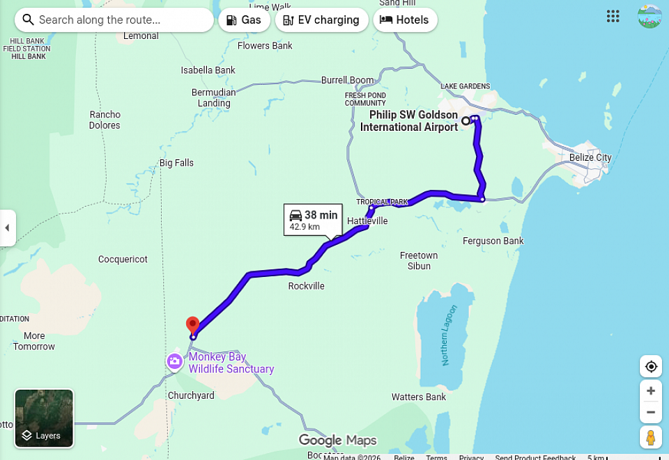 Belize International Airport To The Belize Zoo and Tropical Education Center La Democracia